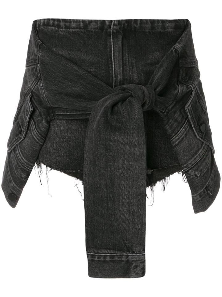 Alexander Wang Tie-front Denim Skorts - Grey