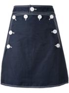 Stella Mccartney A-line Button Skirt, Women's, Size: 42, Blue, Cotton/linen/flax/polyamide