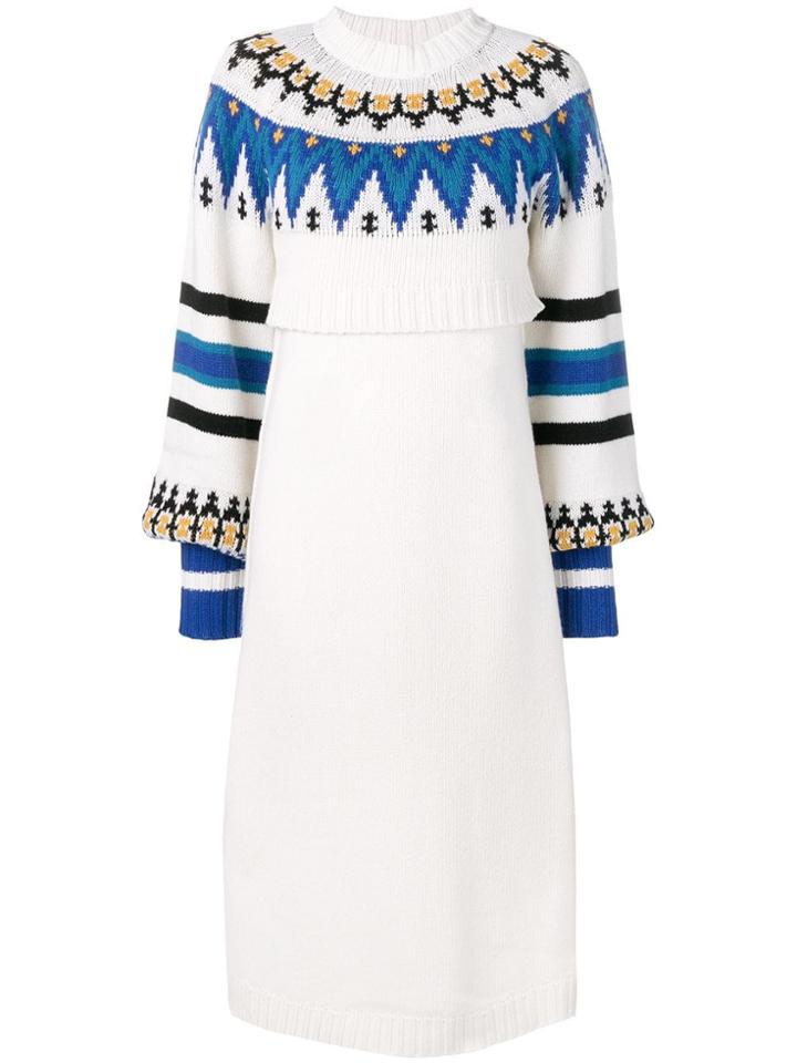Msgm Layered Sweater Dress - White