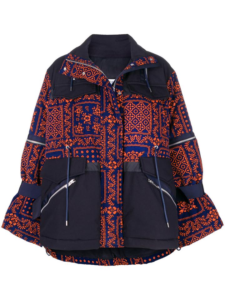Sacai Printed Zipped Jacket - Blue
