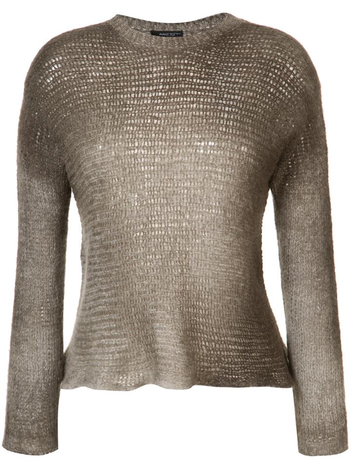 Avant Toi Gradient Round Neck Sweater - Brown