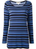 Michael Michael Kors Striped Blouse, Women's, Size: Xl, Blue, Polyester/spandex/elastane