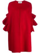 Valentino Ruffled Sleeve Cape - Red