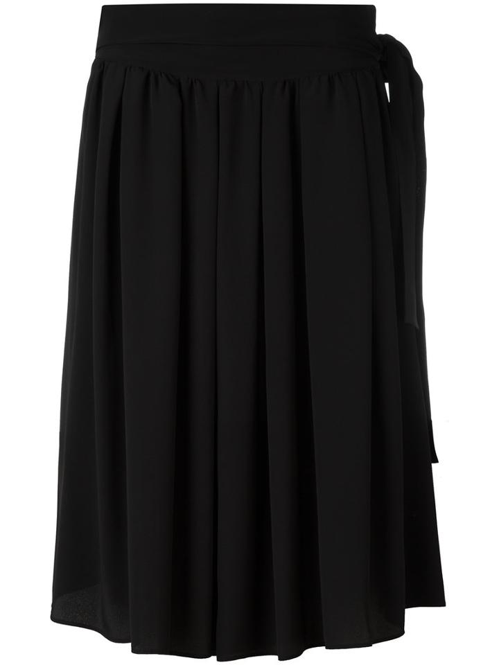 No21 Tied Detail Midi Skirt, Women's, Size: 40, Black, Acetate/silk