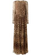 Dolce & Gabbana Leopard Print Long Dress, Women's, Size: 44, Nude/neutrals, Silk/cotton/polyamide