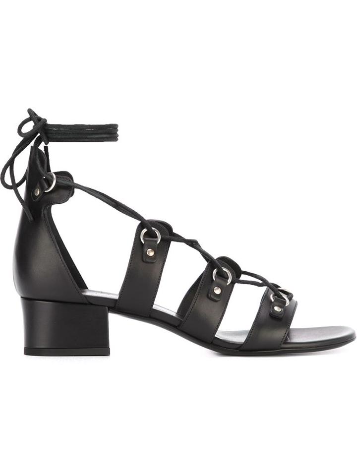 Saint Laurent Lace-up Sandals, Women's, Size: 35, Black, Leather