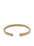 David Yurman 18kt Yellow Gold Cable Spira Diamond Cuff Bracelet -