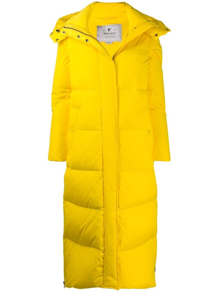 Woolrich Long Hooded Down Coat - Yellow
