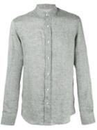 Brunello Cucinelli - Band Collar Shirt - Men - Linen/flax - S, Grey, Linen/flax