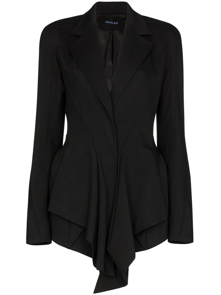 Mugler Draped Fitted Blazer - Black