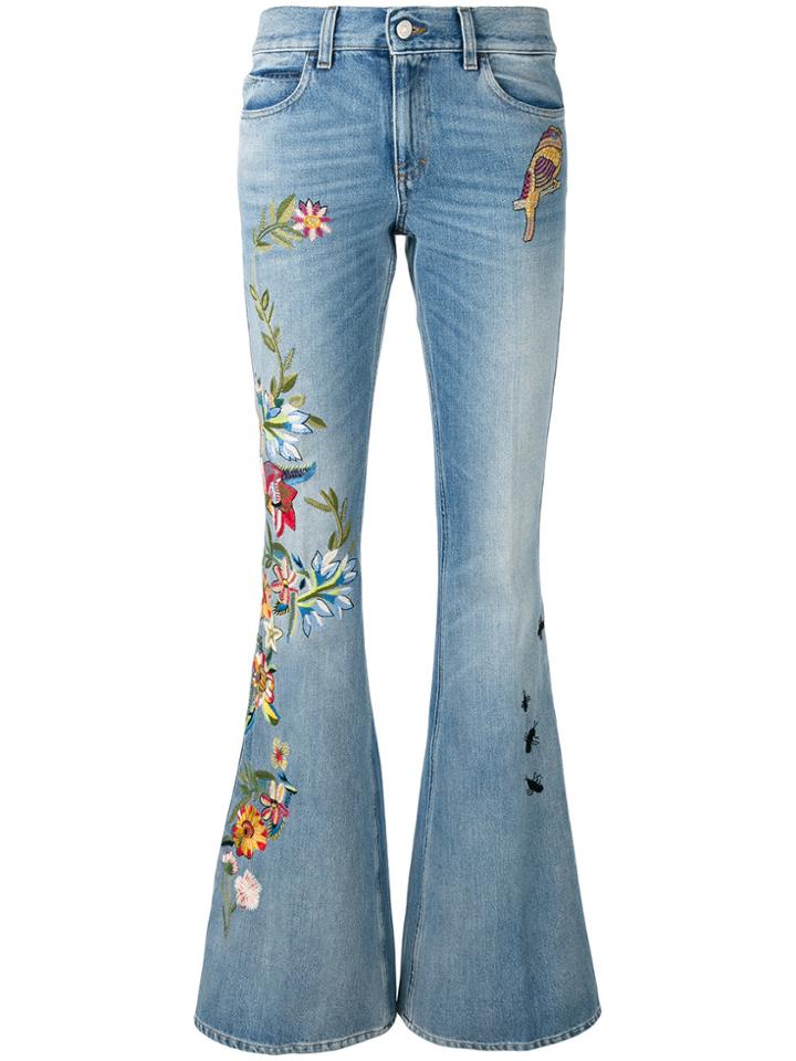 Gucci Floral Embroidered Flares - Blue