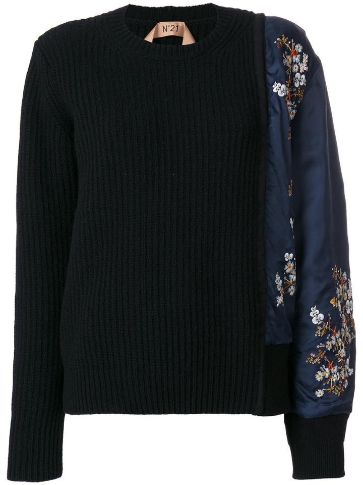 No21 - Brocade Sleeved Sweater - Women - Polyamide/viscose/virgin Wool - 40, Black, Polyamide/viscose/virgin Wool