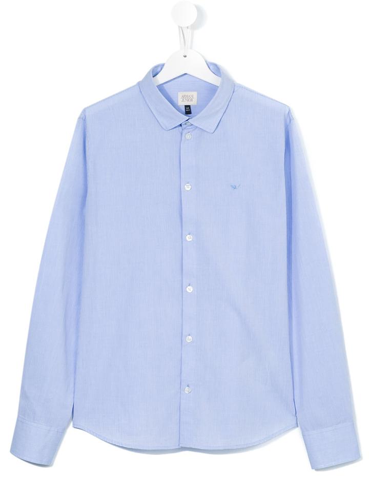 Armani Junior - Long Sleeve Shirt - Kids - Cotton - 16 Yrs, Boy's, Blue