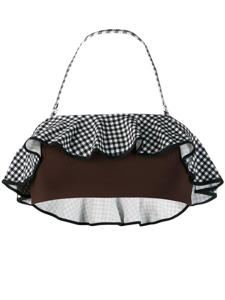 Marysia Gingham Ruffled Bandeau Bikini Top - Brown