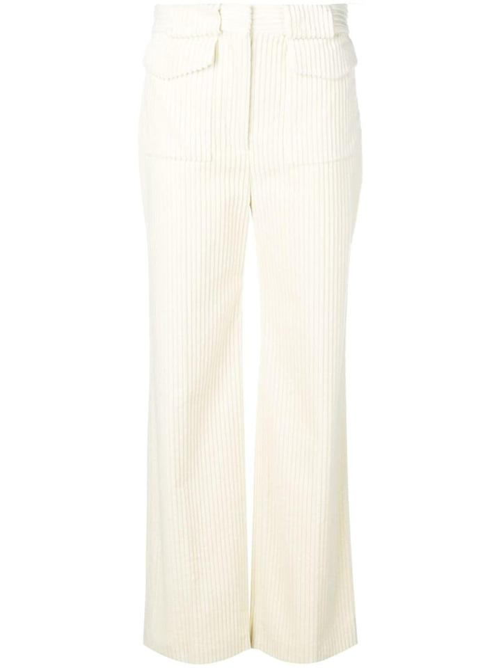 Victoria Victoria Beckham Corduroy High-waisted Trousers - White