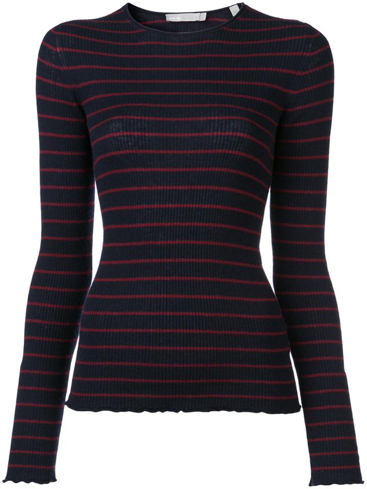 Vince Stripe Ribbed Knit Sweater - Blue