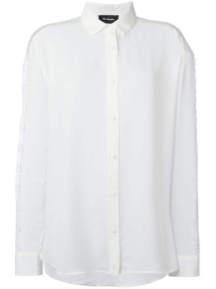 The Kooples Lace Insert Shirt, Women's, Size: Xs, White, Polyester/polyamide/polyurethane