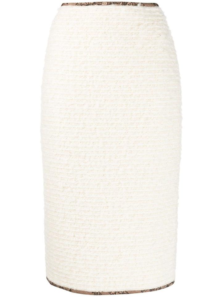 Rochas Knitted Zip-up Pencil Skirt - Neutrals