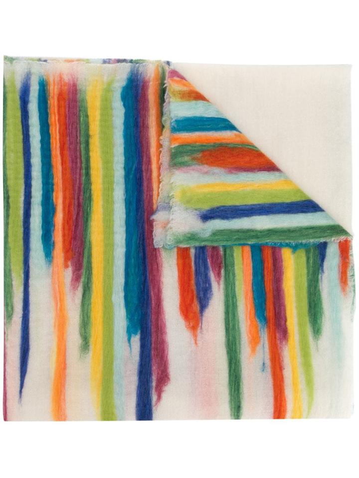 Altea Rainbow Stripe Print Scarf - White