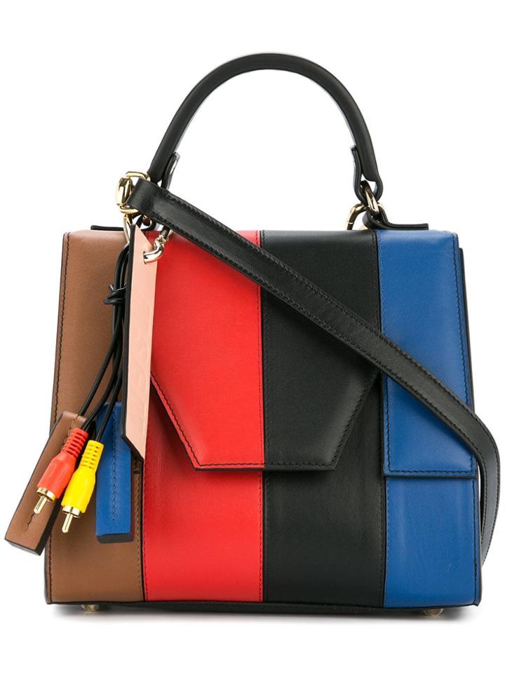 Msgm Block Stripe Tote - Black