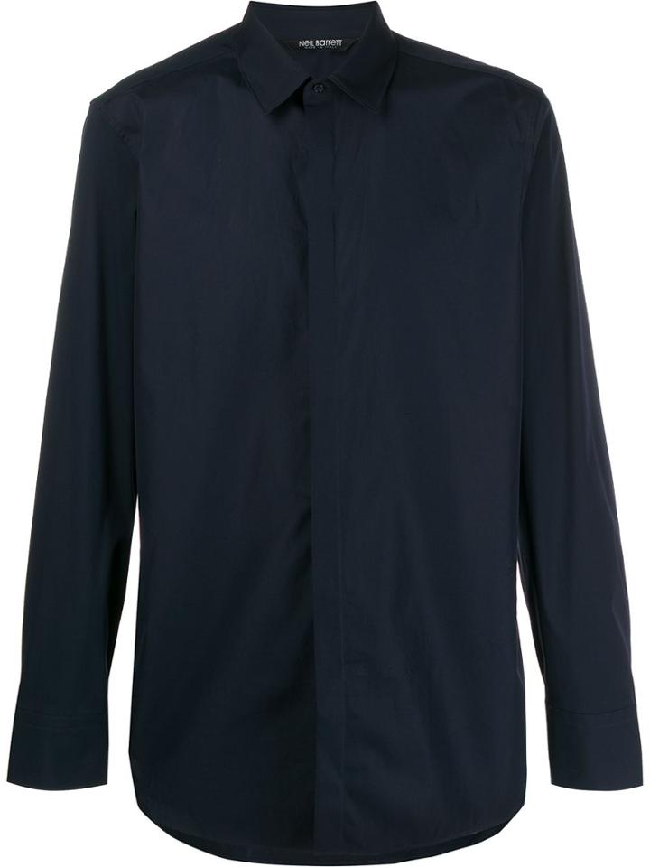 Neil Barrett Long-sleeved Plain Shirt - Blue