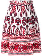 Samantha Sung - Flared Printed Skirt - Women - Cotton/spandex/elastane - 6, White, Cotton/spandex/elastane