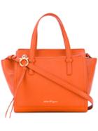 Salvatore Ferragamo - Fanned Tote Bag - Women - Calf Leather - One Size, Yellow/orange, Calf Leather