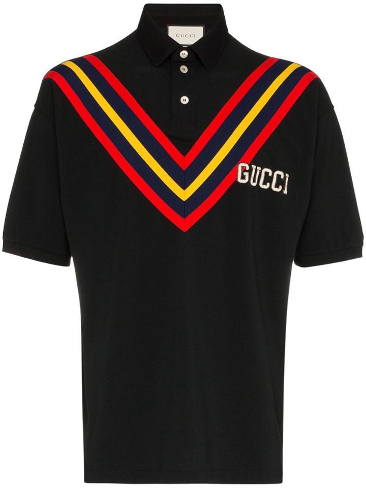 Gucci Graphic Print Cotton Polo Shirt - Black