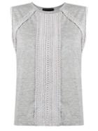 Talie Nk Lace Inserts Top, Women's, Size: G, Grey, Cotton/polyester