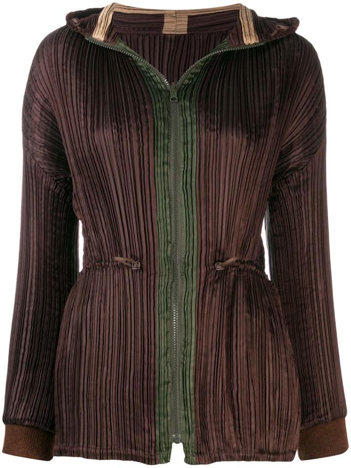 Issey Miyake Pre-owned Pleated Drawstring Jacket - Brown