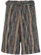 Missoni Striped Bermuda Shorts, Men's, Size: 46, Black, Cotton/wool/polyester/cupro