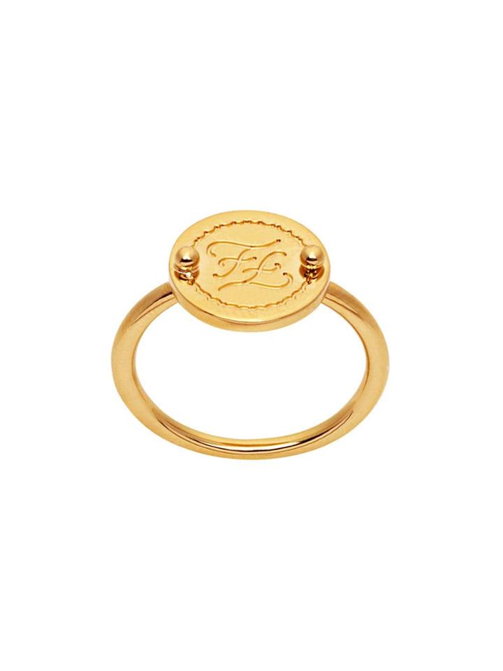 Fendi Ff Karligraphy Motif Signet Ring - F0cfk-soft Gold