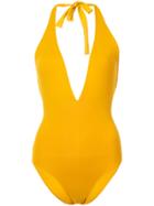 Eres Deep V-neck Swimsuit - Yellow & Orange