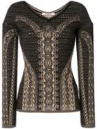 Roberto Cavalli Henna Jacquard Knit Top - Black