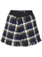 Monse Checked Asymmetric Waist Shorts - Blue