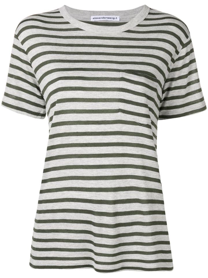 Alexander Wang Striped Slub Pocket T-shirt - Grey