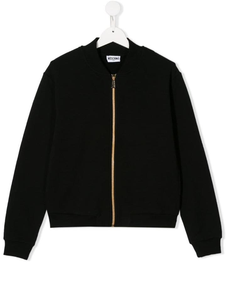 Moschino Kids Logo Print Bomber Jacket - Black