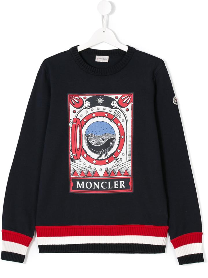Moncler Kids Printed Sweatshirt - Blue