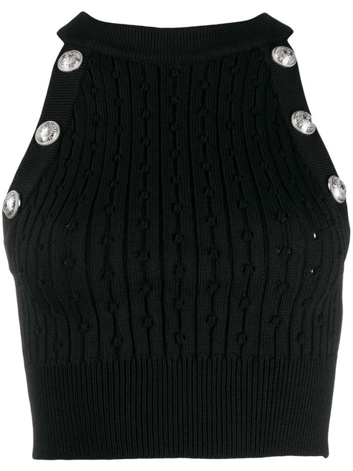 Balmain Button-embellished Tank - Black