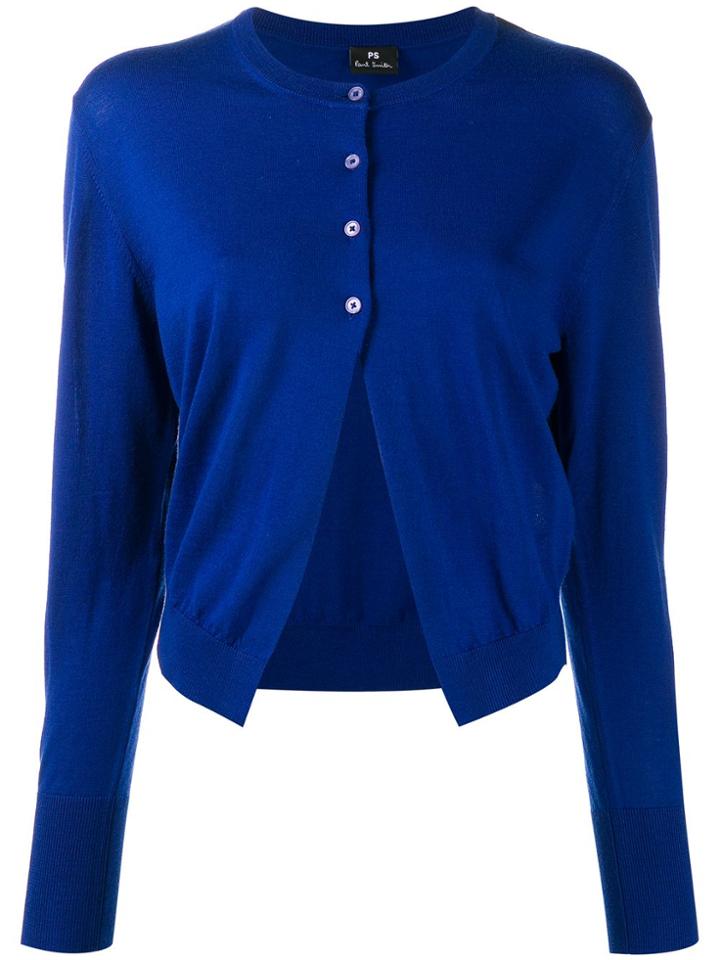 Ps Paul Smith Round Neck Cardigan - Blue