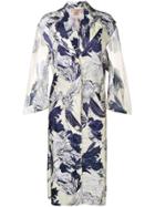 Stefano Mortari Floral Print Trench Coat - Blue