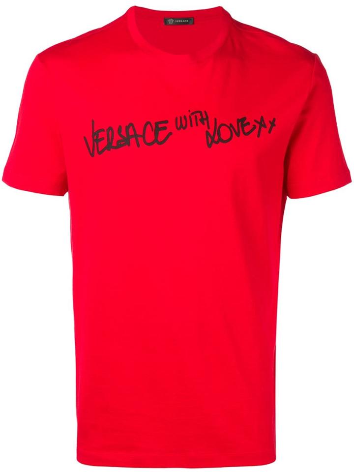Versace 'with Love' Print T-shirt - Red