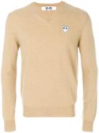 Comme Des Garçons Play V-neck Jumper - Neutrals