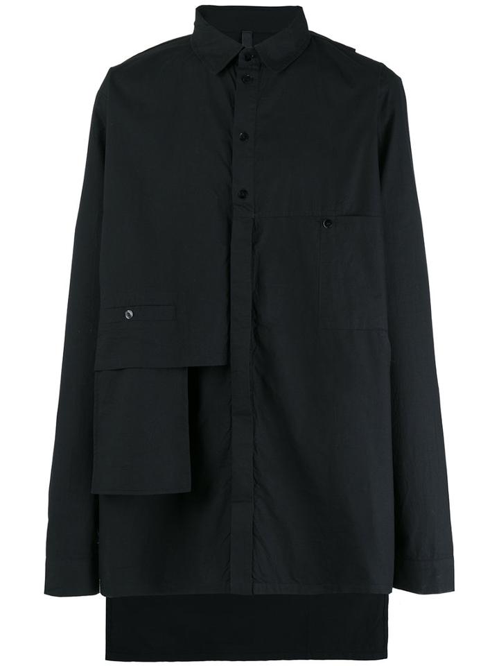 Barbara I Gongini Concealed Fastening Asymmetric Shirt, Men's, Size: 50, Black, Cotton