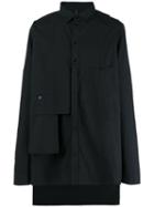 Barbara I Gongini Concealed Fastening Asymmetric Shirt, Men's, Size: 50, Black, Cotton