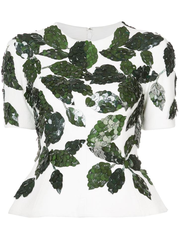 Oscar De La Renta Sequinned Top - White