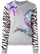 Kenzo Floral And Tiger Stripes Sweatshirt, Women's, Size: Small, Grey, Cotton