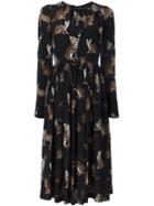 Dolce & Gabbana Bengal Cat Print Dress, Women's, Size: 38, Black, Silk/spandex/elastane