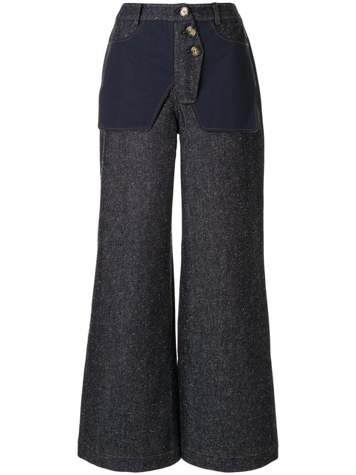 Rejina Pyo Flared Inside-out Effect Trousers - Blue