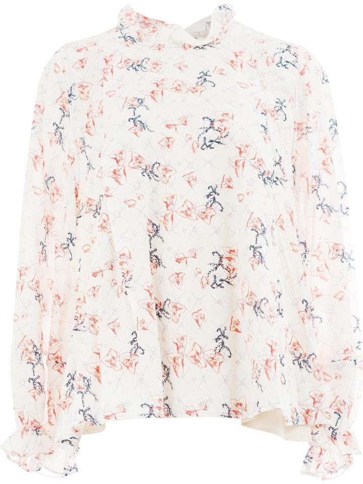 Renli Su Frill Hem Printed Blouse - White